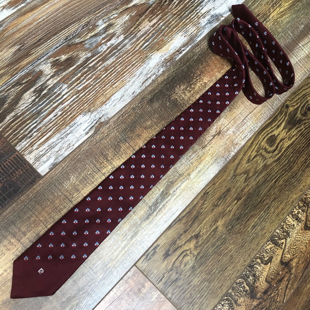Vintage Pierre Cardin Polyester Maroon Necktie